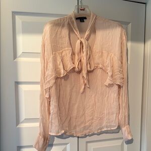Elegant Sanctuary Peach Blouse with Tie Neck